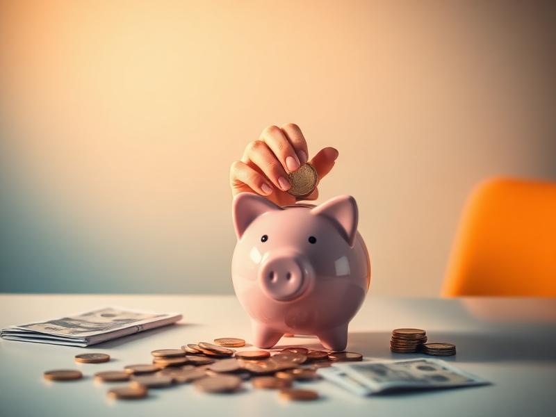 Ukládání peněz do prasátka jako symbol spoření