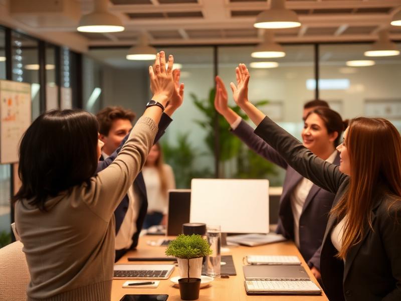 Úspěšný tým slavící dosažení cílů