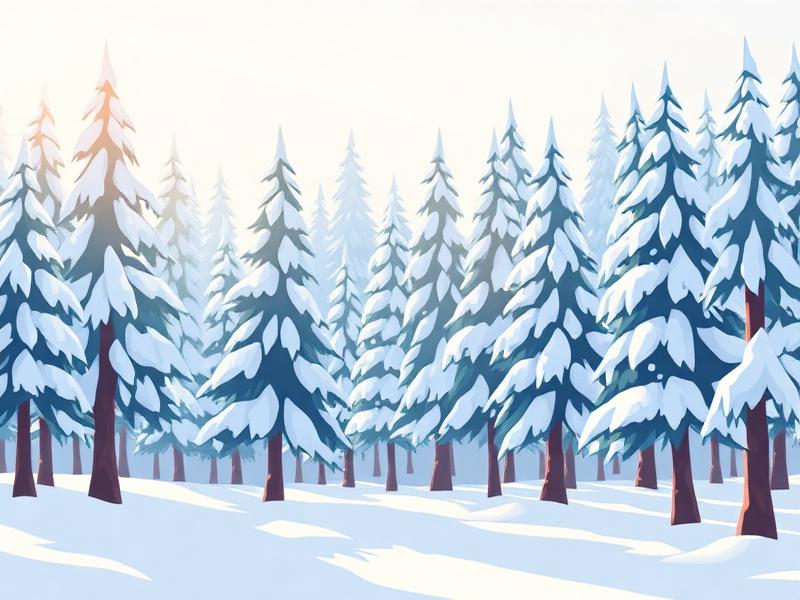 Ilustración vectorial de bosques escarchados en invierno